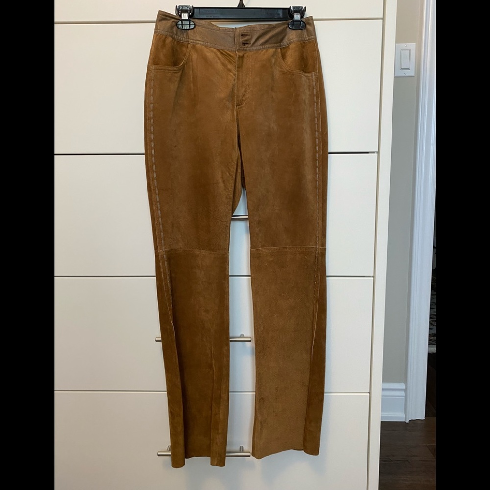 VTG 90s LIZ CLAIRBORNE CAMEL SUEDE LEATHER PANTS